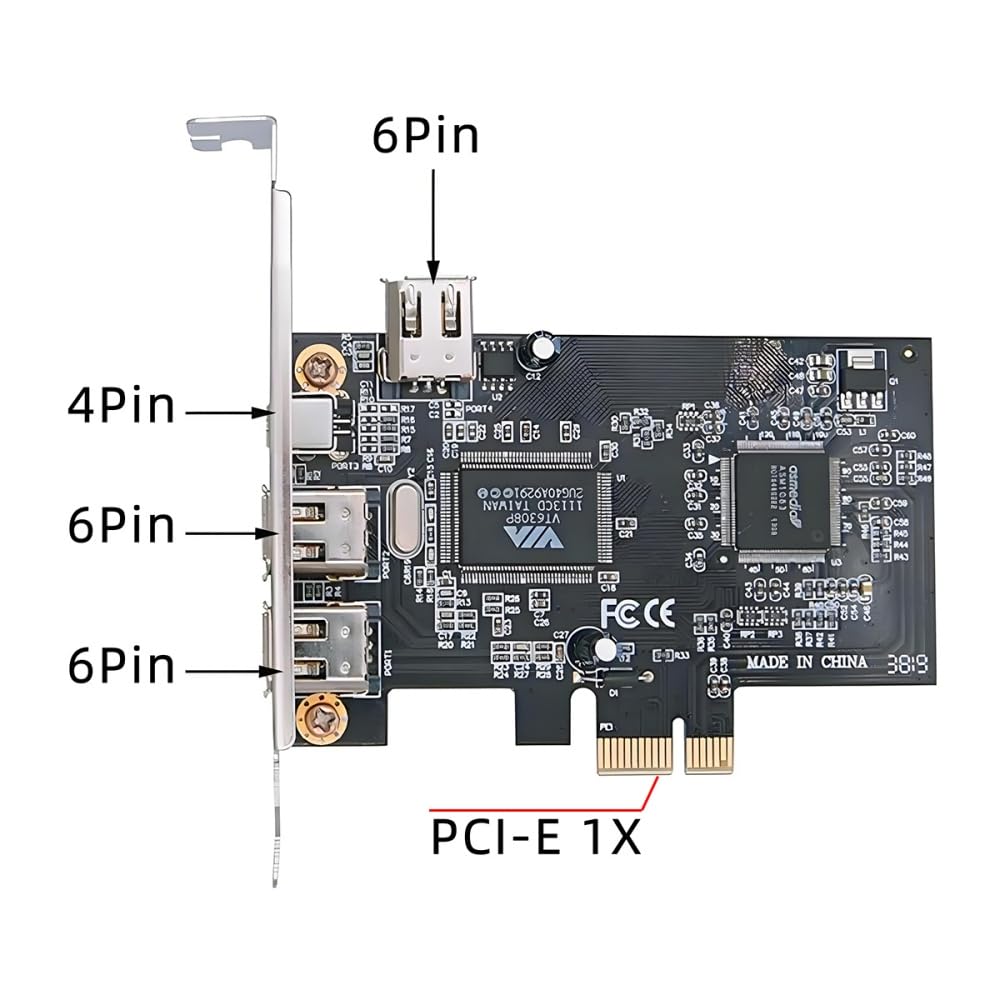 cablecc 400Mbps PCI-E 1X 4X 16X a 4 porte Firewire 400 Capture Card IEEE 1394a PCI Express Card 6Pin e 4Pin IEEE-1394 Adattatore