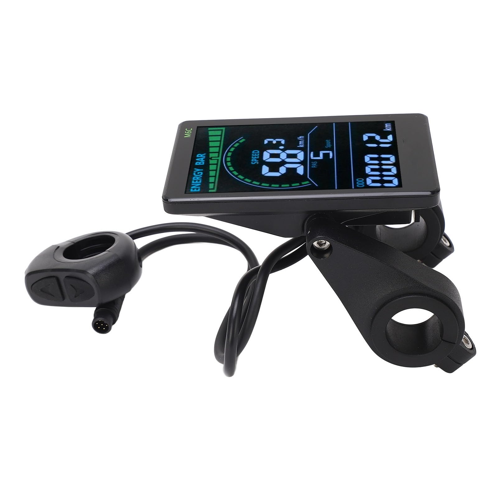 BuyWeek komputer rowerowy, 24 V 36 V 48 V 60 V M6C rower elektryczny LCD wyświetlacz miernik prędkości rowerowy licznik E-Bike LCD panel z 6 Pin wodoodpornymi kablami reflektor złącze