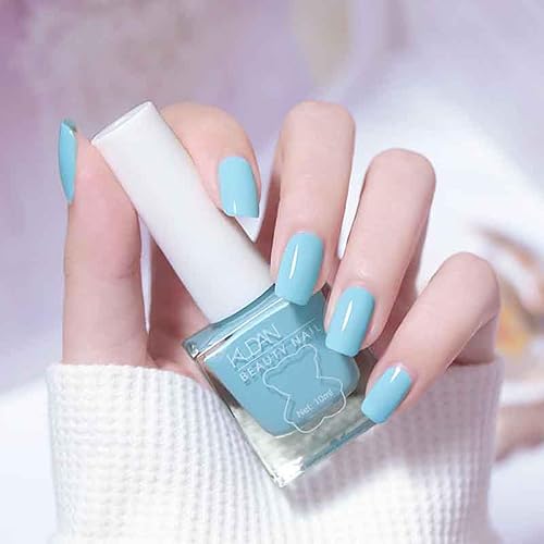 Blue Nail Polish - Sky Blue Nail Varnish - Light Blue Nail Polish - 60 Second Quick Dry Long Lasting Nail Varnish - Breathable Chip Resistant Vegan No Bake for Women Manicure Home - Blue