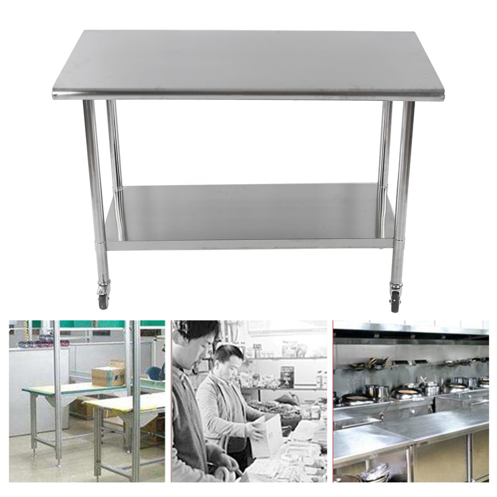 Tavolo da Lavoro in Acciaio Inossidabile 48x24 Pollici Dal Design