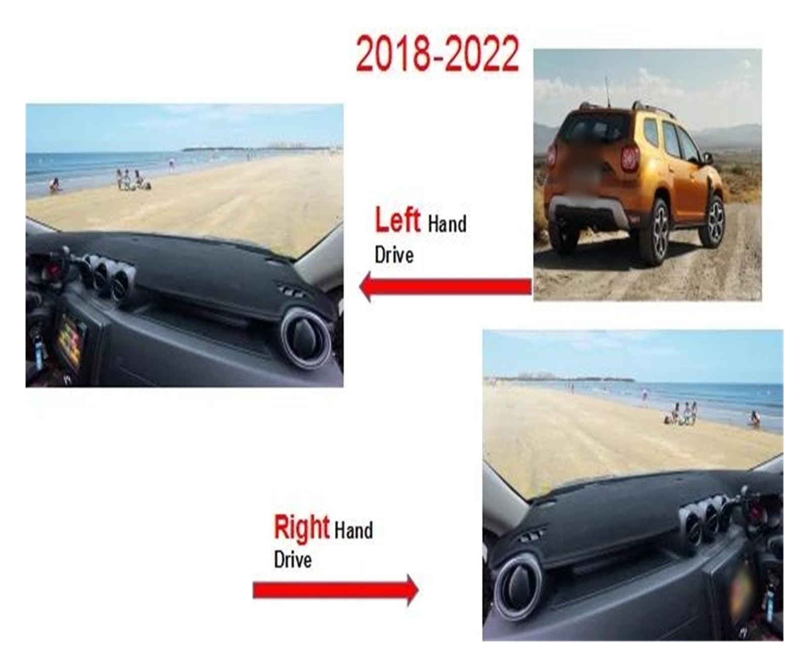 Armaturenbrett Abdeckung Matte Für Dacia Duster 2018-2023 Auto Dashboard Abdeckung Dash Board Teppich Cape Sonnenschutz Pad Dash Matte (2018-2022 LHD, Schwarz, Polyester + Stoff)