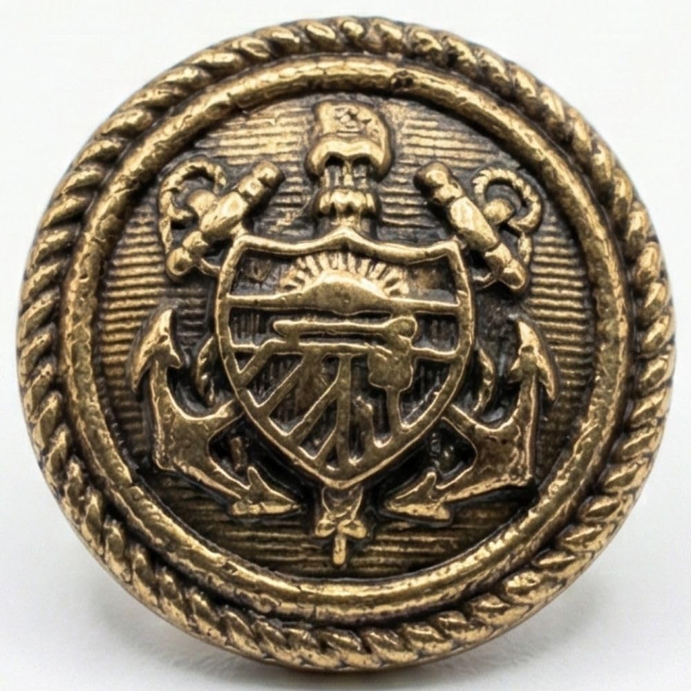 Gold Nautical Coat of Arms Metal Shank Buttons 19mm 10 Pack โ image 1