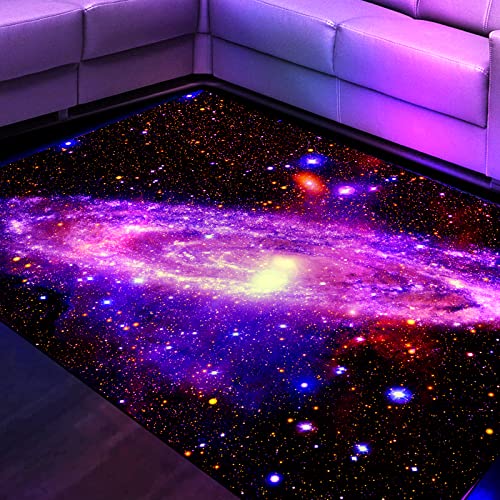 Etskom Space Area Rug Blacklight Galaxy Starry Sky Area Rugs Universe Space Theme Floor Mats Uv Reactive Glow In The Dark Black Light Area Rug Kids Pets Casual Mat 70X47 Inch #TOP5