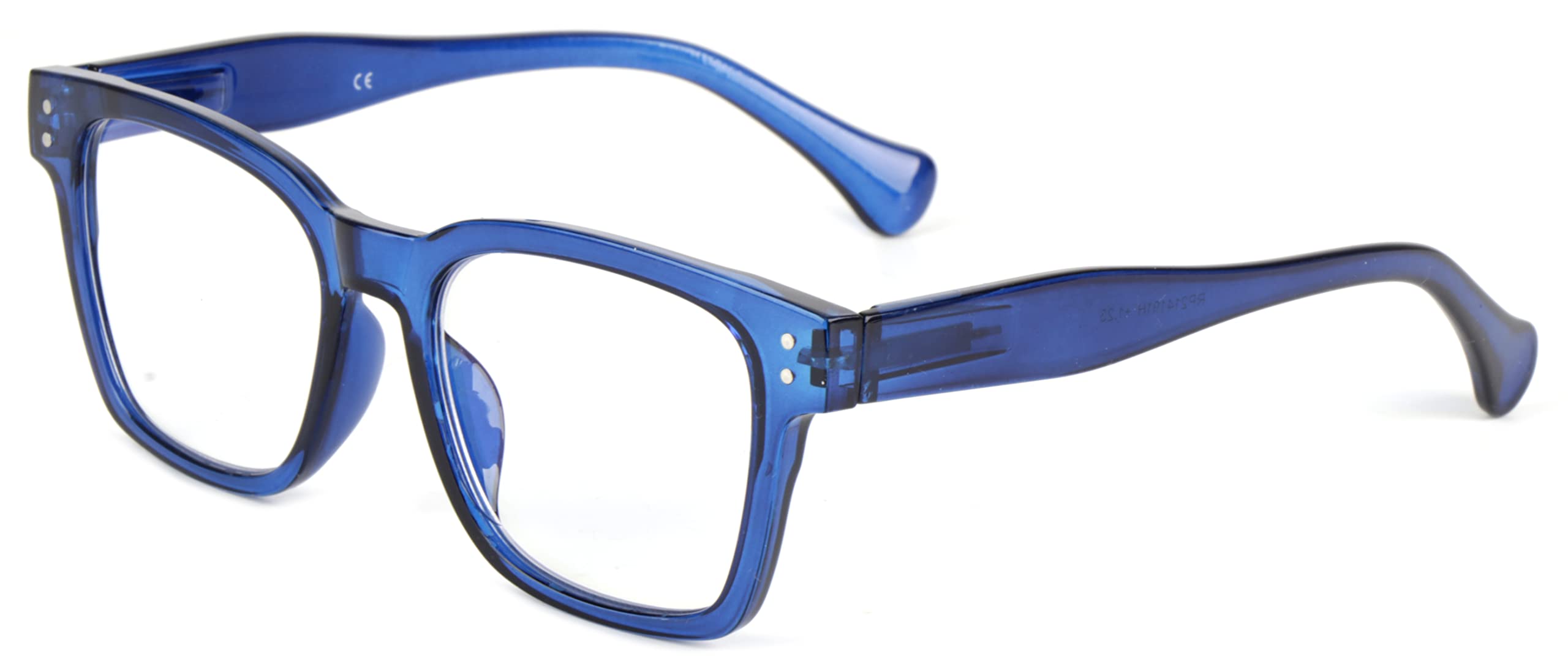 Geek Oversized Reading Glasses Mens Womans with Metal Hinges DX95 (Blue, 3.0, multiplier_x)