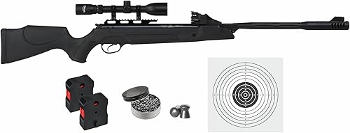 Hatsan SpeedFire (Magnum 1250) - Rifle de aire, color negro con paquete de objetivos de papel Wearable4U y pellets incluidos