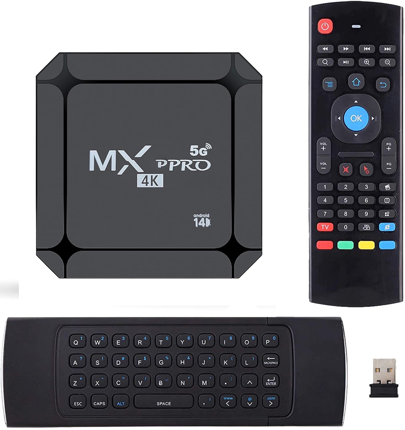 MXQ PRO 5G with Wireless Mini Keyboard Android 13.1 TV Box Ram 2GB ROM 16GB H.265 HD 3D Dual WiFi 2.4G/5.8G Quad Core Android Smart Box Home Set Top Player
