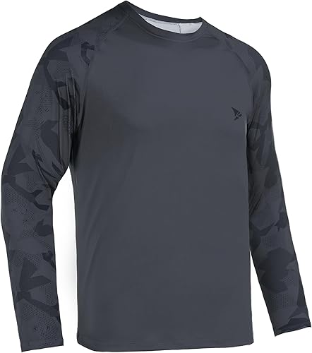 Rodeel Camiseta de pesca de ajuste holgado para hombre, manga larga Bluff Performance UPF 50, manga raglán