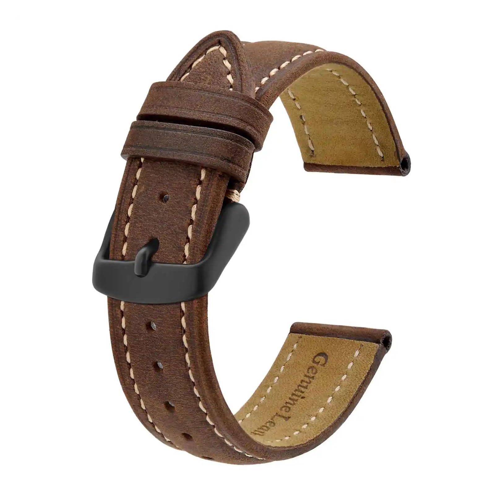 Cinturini, Cinturino for Orologio ~ retrò in Pelle Crazy Horse con(Brown,24mm)