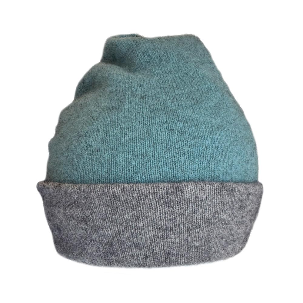 Native World Women's Possum Merino Wool Beanie Hat - Reversible Warm Winter Hat - Soft Beanie (Topaz Blue)