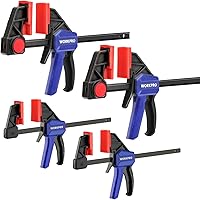 Vista 1 de WORKPRO Abrazaderas de mini barra para carpintería, 6"(2) y 4-1/2" (2), abrazadera/esparcidor con una sola mano de 4 piezas, abrazadera F de cambio