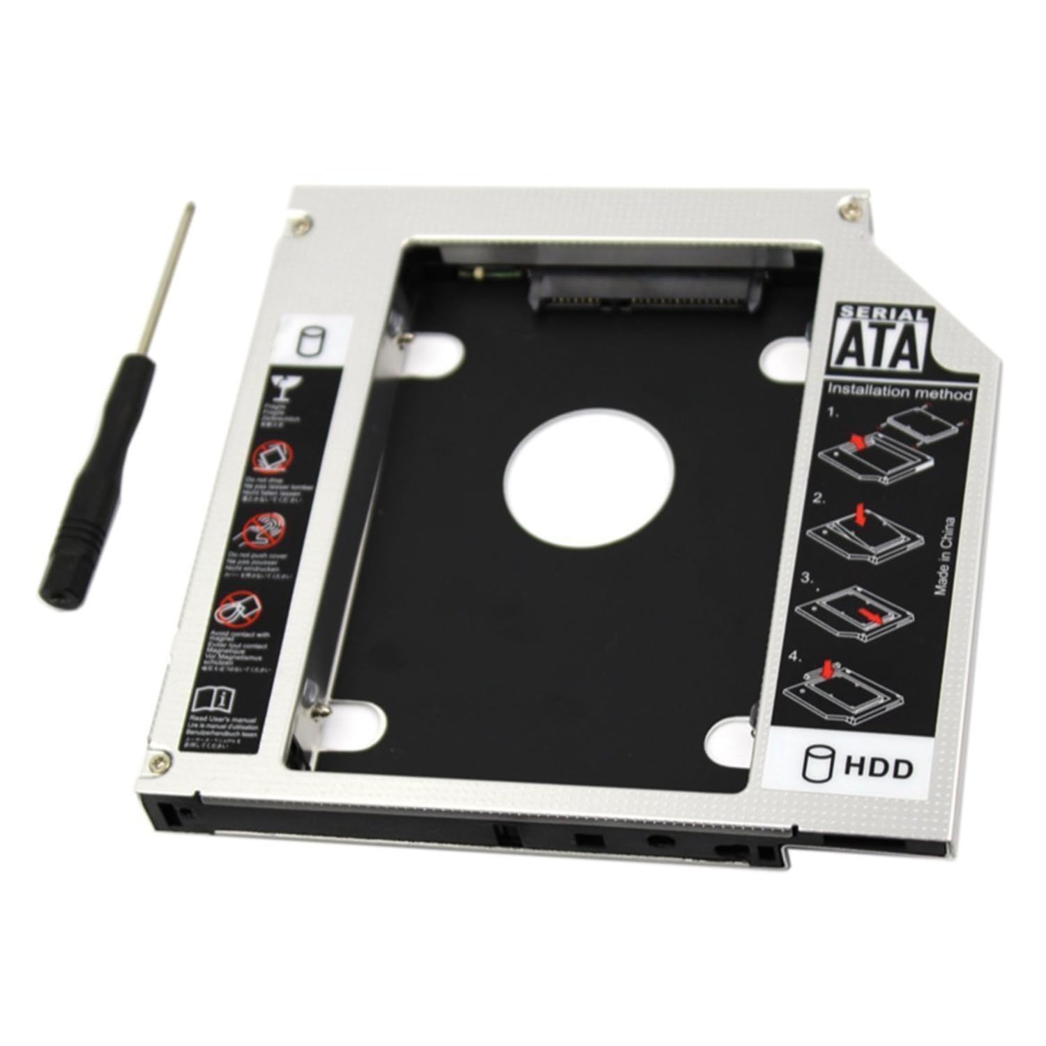 2nd SDD Hard Drive Caddy Case,Universal 9.5mm SATA to SATA 2nd SSD HDD Hard Drive Caddy Adapter Tray Case for DELL HP Lenovo ThinkPad ACER Gateway ASUS Sony Samsung MSI Laptop