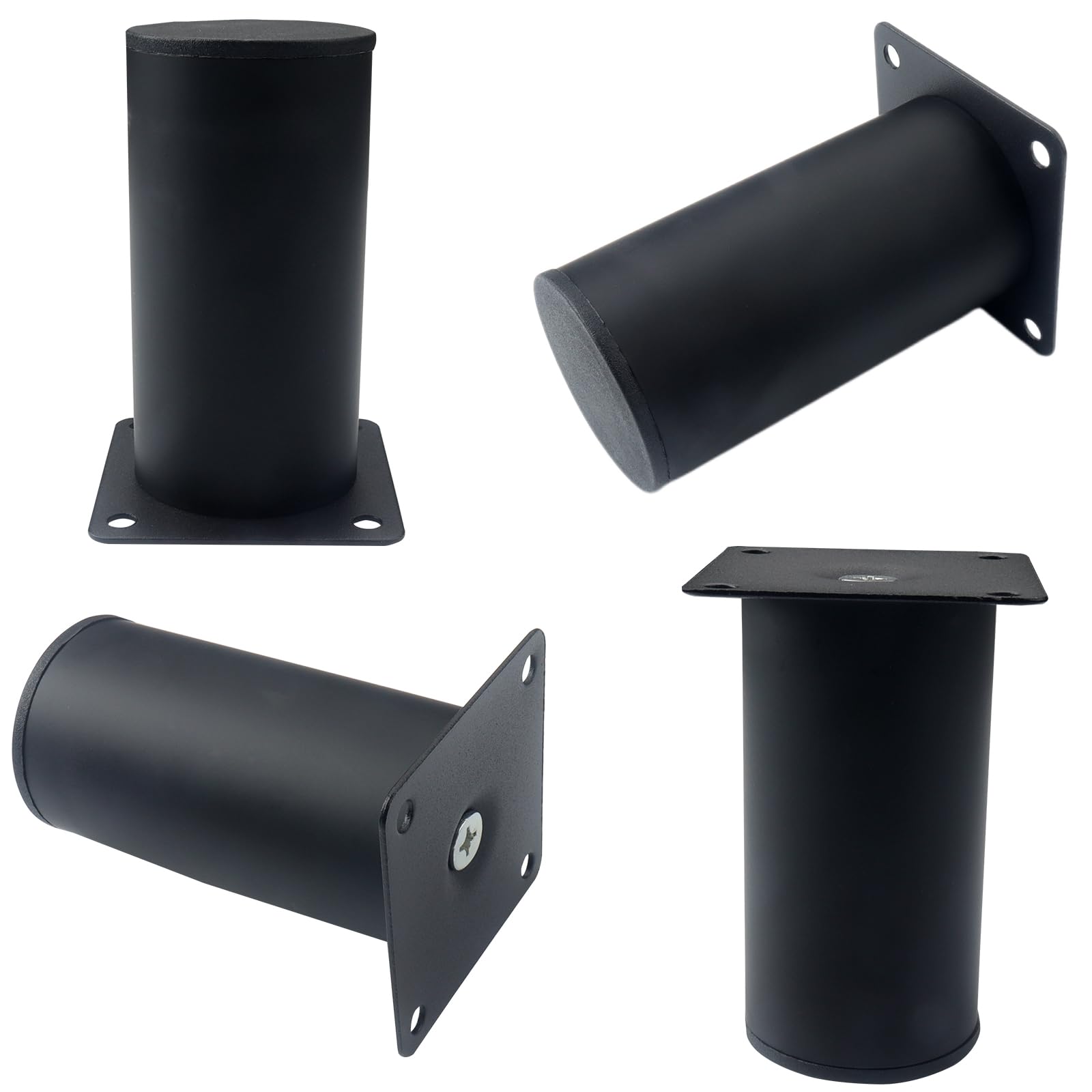 Roellgs furniture feet, round black metal sofa feet, cabinet feet with mounting screws for home office beds and worktops (10 cm) (10cm) - Image 3