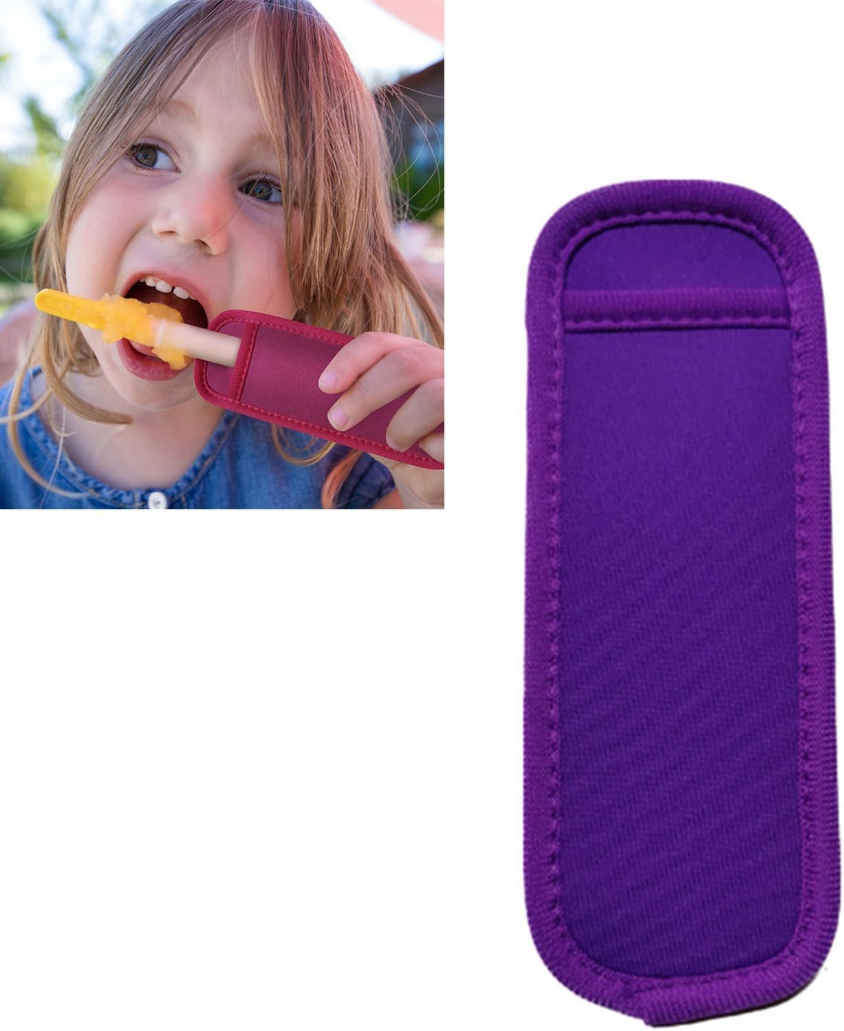 Purple Reusable Popsicles Sets Neoprene Popsicle Cover,Freezer Ice Cream Pop Sleeves, Antifreezing Protective Cover for Kids Ice Pop Molds Party Drink，Specialty Tools and Gadgets，Ice Pop Molds