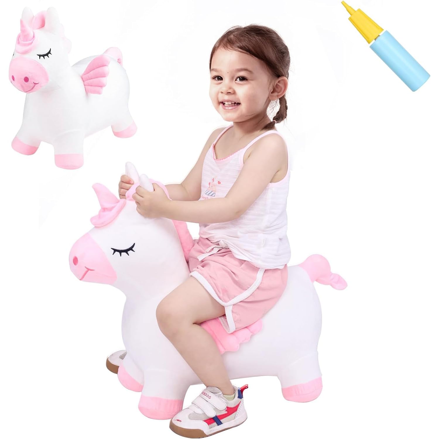 Pink Unicorn Hopper, Horse Hopper, Bouncy Inflatable Animal Ride-on Toy for Children, Boys and Girls, Toddlers