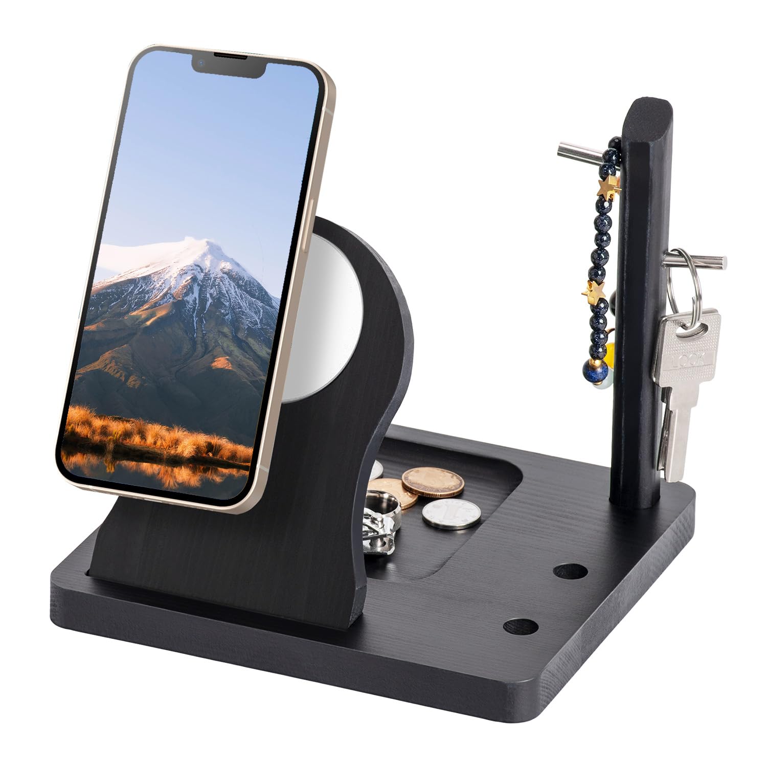 Gifts for Men or Women Picture Frame Wood Phone Docking Station Bedside Organiser Birthday Gifts for Him Key Wallet Watch Stand Mens Gifts for Christmas Fathers Day Xmas Presents for Men,Dad,Husband