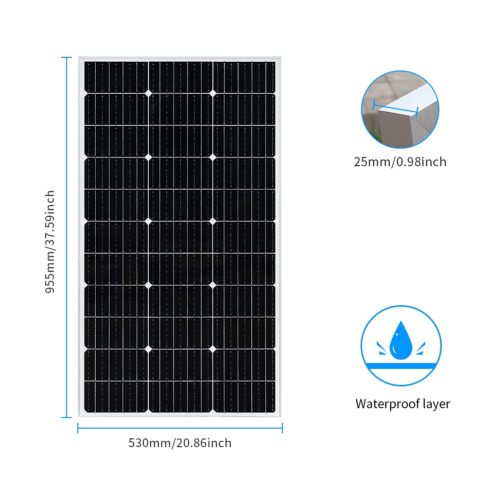 XINPUGUANG Kit pannello solare 12 V 100 W modulo monocristallino regolatore solare 10 A per roulotte, casa, camper, auto, Yacht, carica batteria 12 V