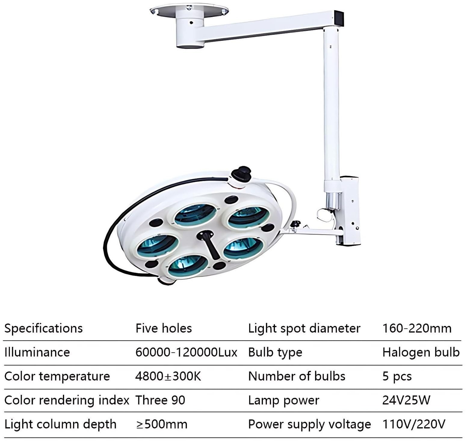 Sufitowa Lampa LED Do Badań Chirurgicznych, Bezcieniowa 25 W, Obrót O 360 Stopni, Regulowana Temperatura Barwowa, Do Gabinetów Stomatologicznych I Weterynaryjnych