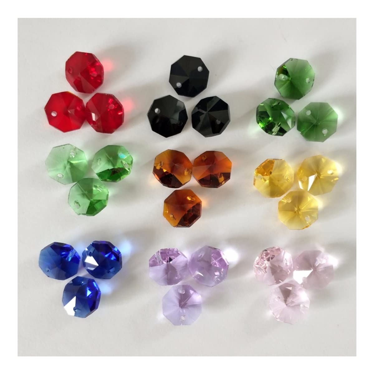 YUZGUHEY 100PCS 14mm Crystal Beads Prisms Lamp Chandelier Part Decor Crystals Lighting Replacement Parts