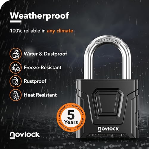 Miniatura 3 de Candado de combinación para exteriores, resistente, grande, resistente a la intemperie con código, para puertas, vallas, cobertizos, taquillas,