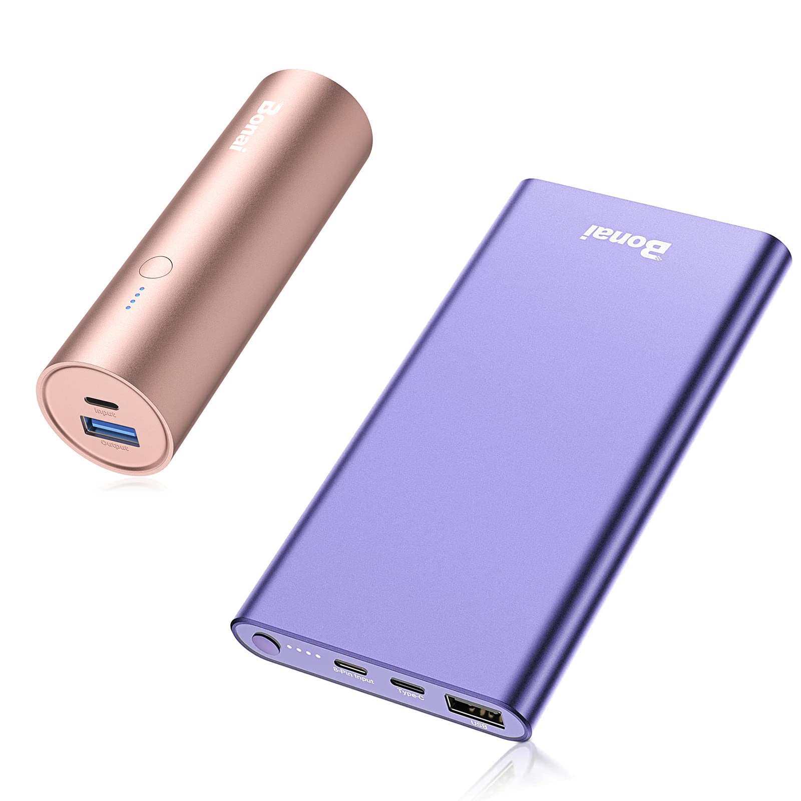 BONAI 5000mAh Portable Charger Slim Power Bank USB C Cylindrical Cellphone  Chargers and Power Supply for iPhone 13 Pro 12 Pro iPad iPod (USB C