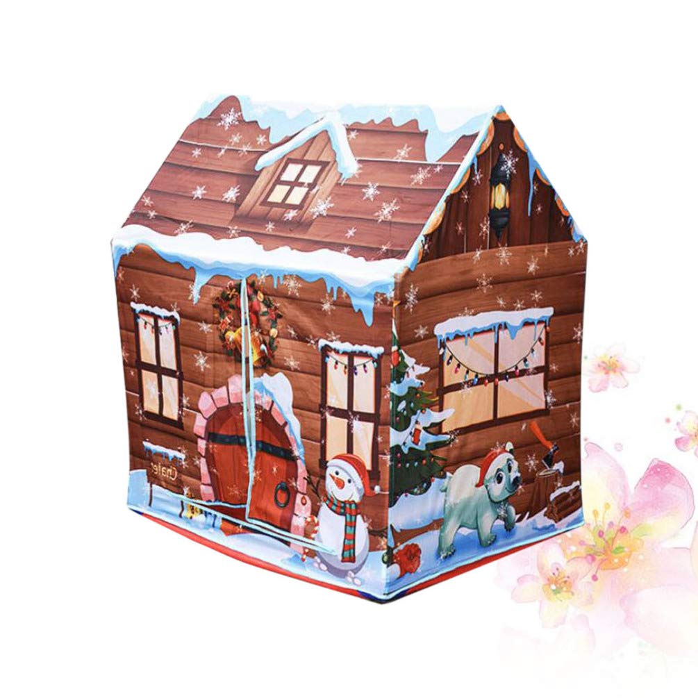 Play Tent Kids Do Playhouse Christmas House Indoor and Outdoor for Children Foldable Pop Up Tent Brown, 104 cm - Image 4