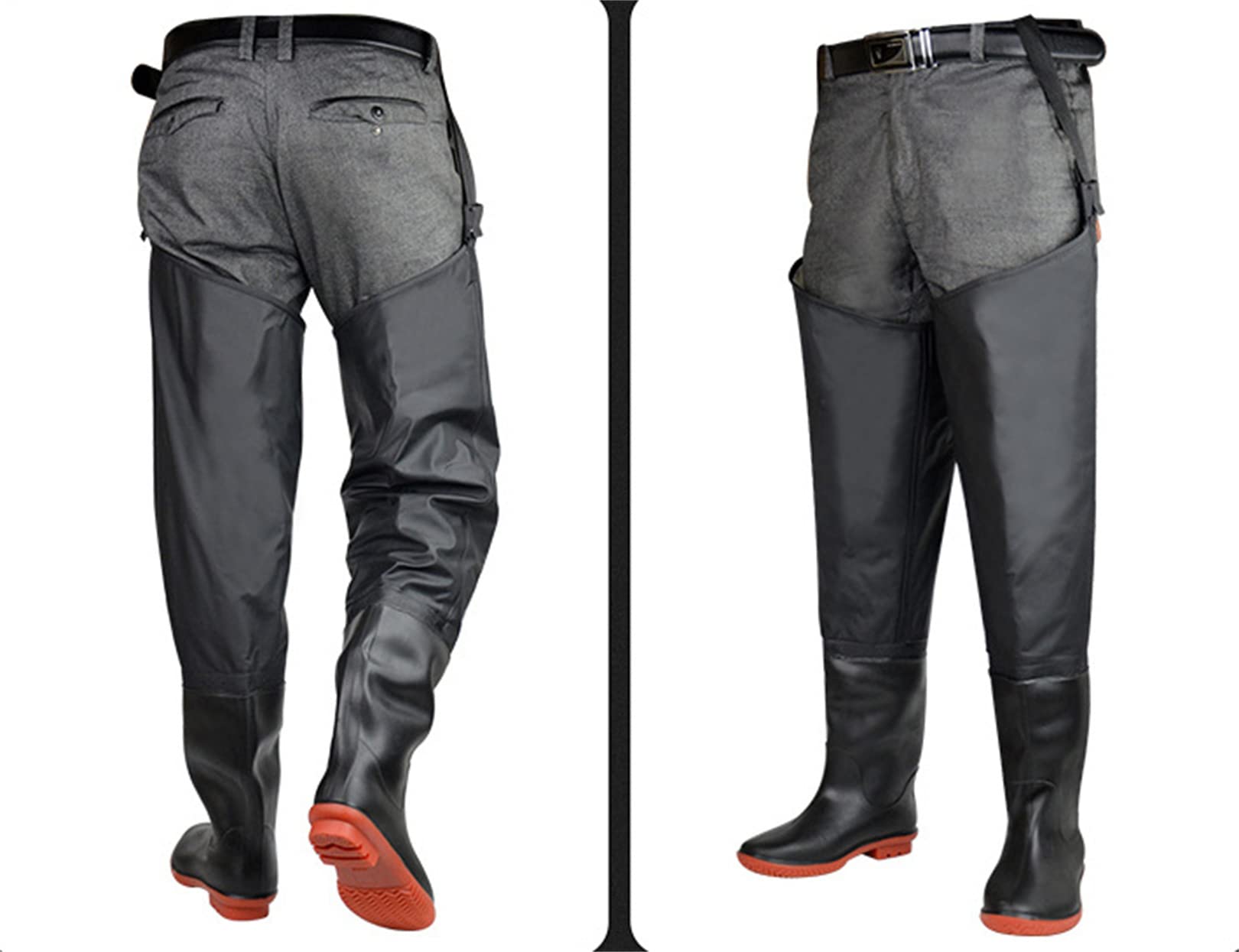 Inverno Uomo Pile Trampolieri Impermeabili Pantaloni da Laghetto da Pesca Multiuso Stivali Pioggia in Gomma Trampolieri da Pesca Stivali Caccia Ginocchiere Trampolieri Antiscivolo