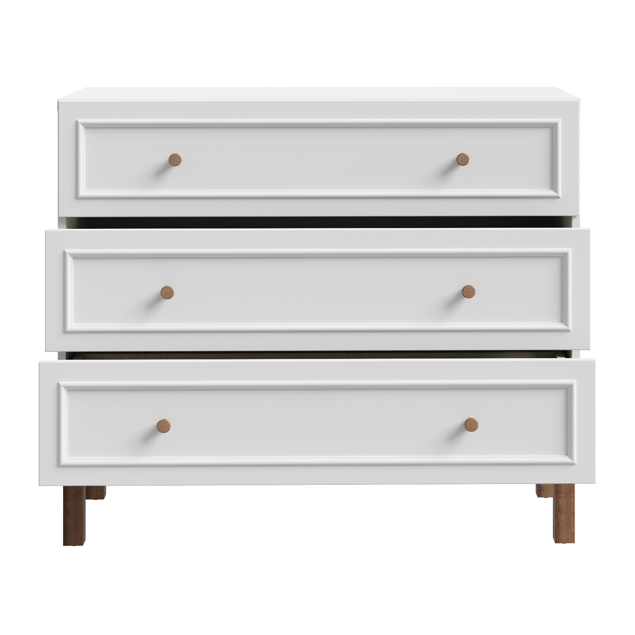 Forte PENKRIDGE Elegante Kommode 100, Kommode mit 3 Schubladen, Modernes Sideboard, Secret Grey/Schlammeiche Holzdekor, 100,2 cm breit x 85,4 cm hoch x 41,7 cm tief