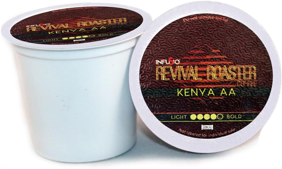 InfuSio Coffee Pods – 96 Count, Kenya AA (Dark Roast Coffee) Single Serve Coffee Pods for Keurig K Cup® Brewers, Compatible with Keurig 2.0 Brewers