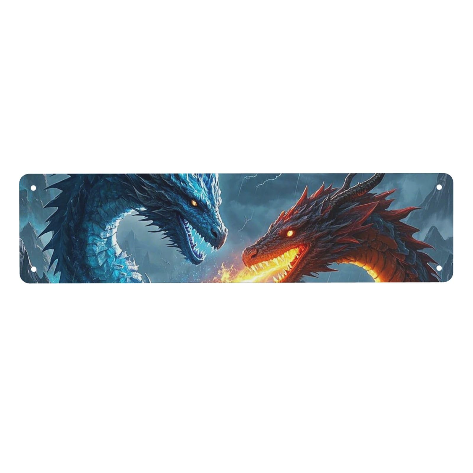 Vintage Metal Tin Signs Retro Garage Signs Stylish Wall Art Plaques for Home Decor Unique Poster 4x16 Inch Ice Dragon and Fire Dragon Metal Sign Outdoor Wall Decorations Gifts