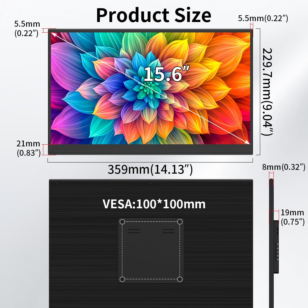 Ekran dotykowy 4K OLED o przekątnej 15,6", 100% DCI-P3, pojemnościowy 10-punktowy ekran dotykowy, USB-C/HDMI/MiniDP, aluminiowa obudowa frezowana CNC, VESA, wyświetlacz dla przemysłu i