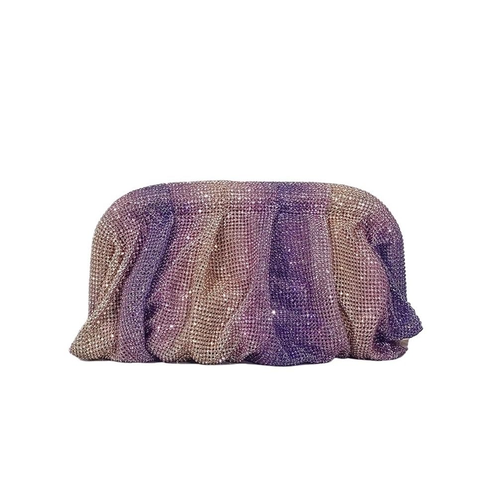 Shinny - Bolso con diamantes de imitación fruncidos para mujer, diseño degradado, diseño de corazones de amor, bolsa de noche, moda para fiesta