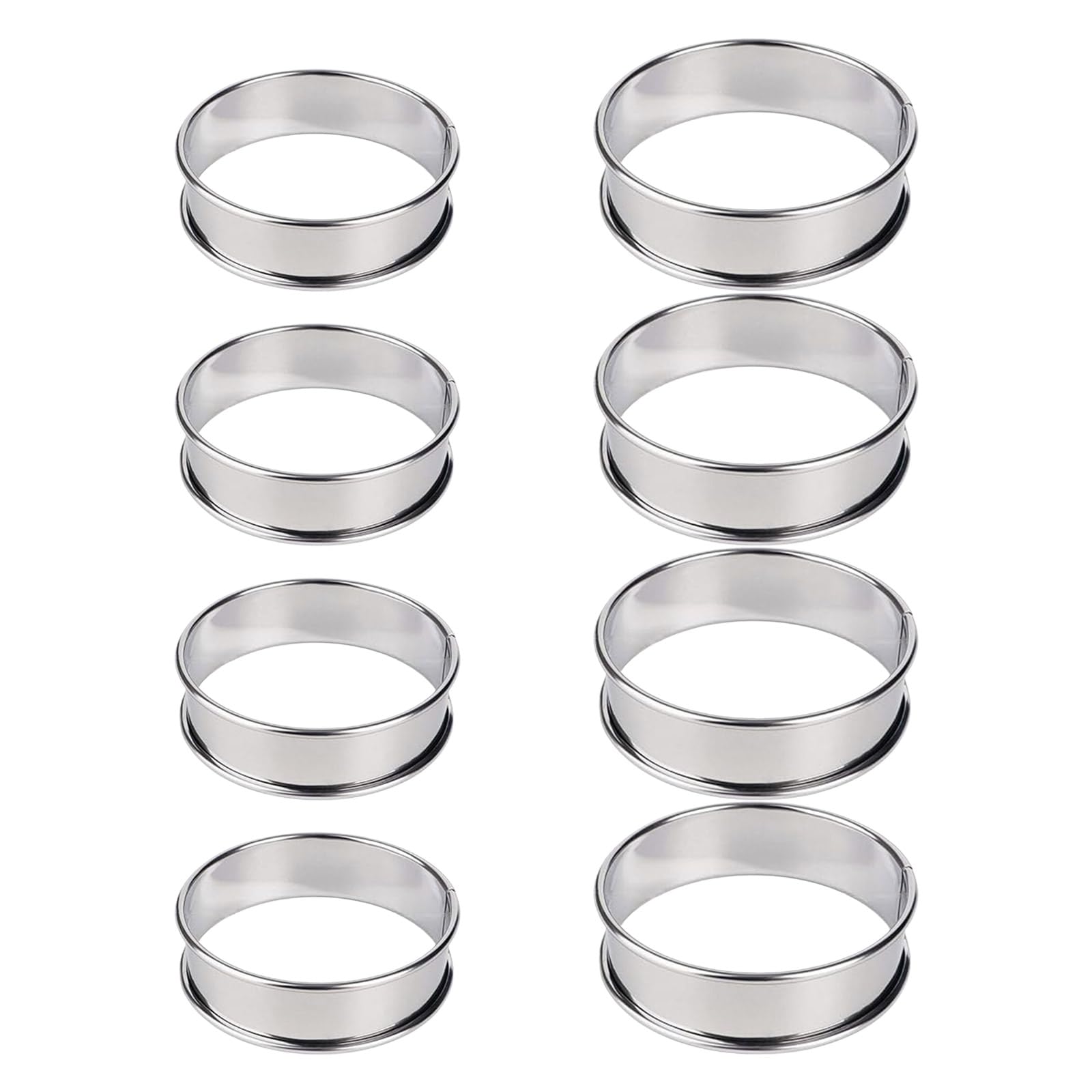 APGLSXY Of 8 Stainless Steel Tarts Rings, Dishwasher Safe Baking Accessories for Busy Households Dessert Molds