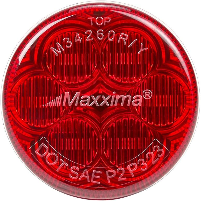 Side profile del llum de marcador de posició LED rodó vermell de 2 polzades Maxxima M34260R.