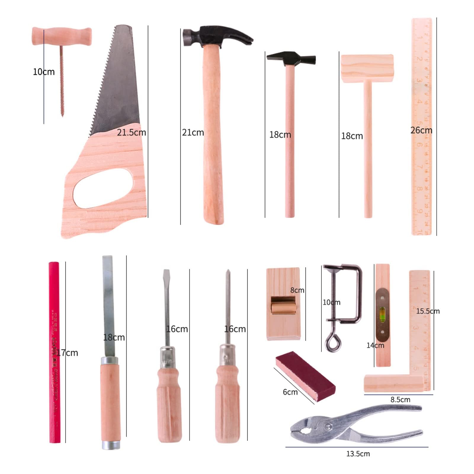 Ensemble d'Outils Éducatif en Bois pour Enfants|Coffret de Bricolage pour Garçons et Filles|Jouet de Construction pour Jeu de Rôle|Outils Réels pour Jeu d'Imitation pour Enfants de 3 à 8 Ans