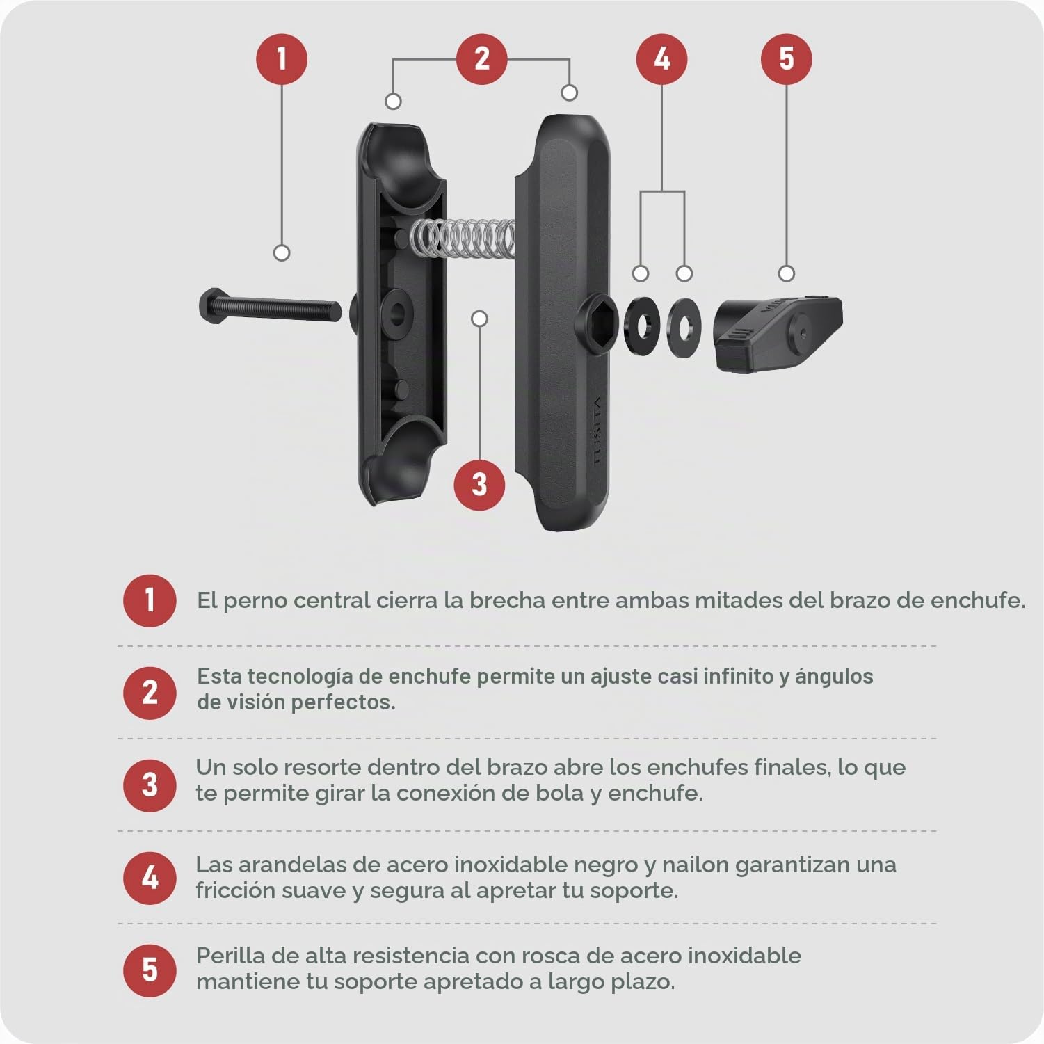 TUSITA Brazo de Doble Encaje Soporte 1.5" - Tamaño C Mediana