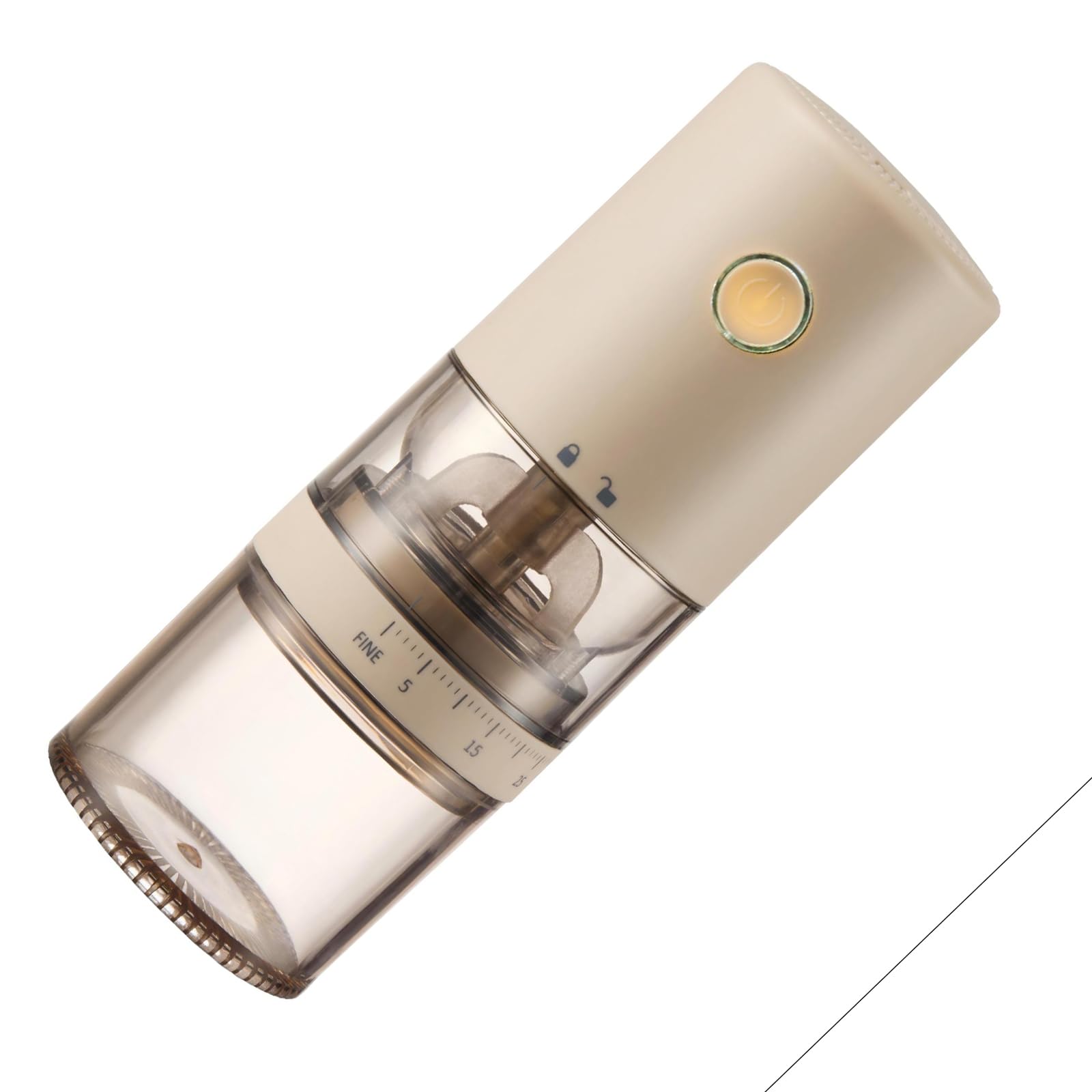 Kaeltsyn Compact Electric Bean Grinder Featuring 38 Adjustable Settings Transparents Funnel and Auto Stop for Controls and Transparents