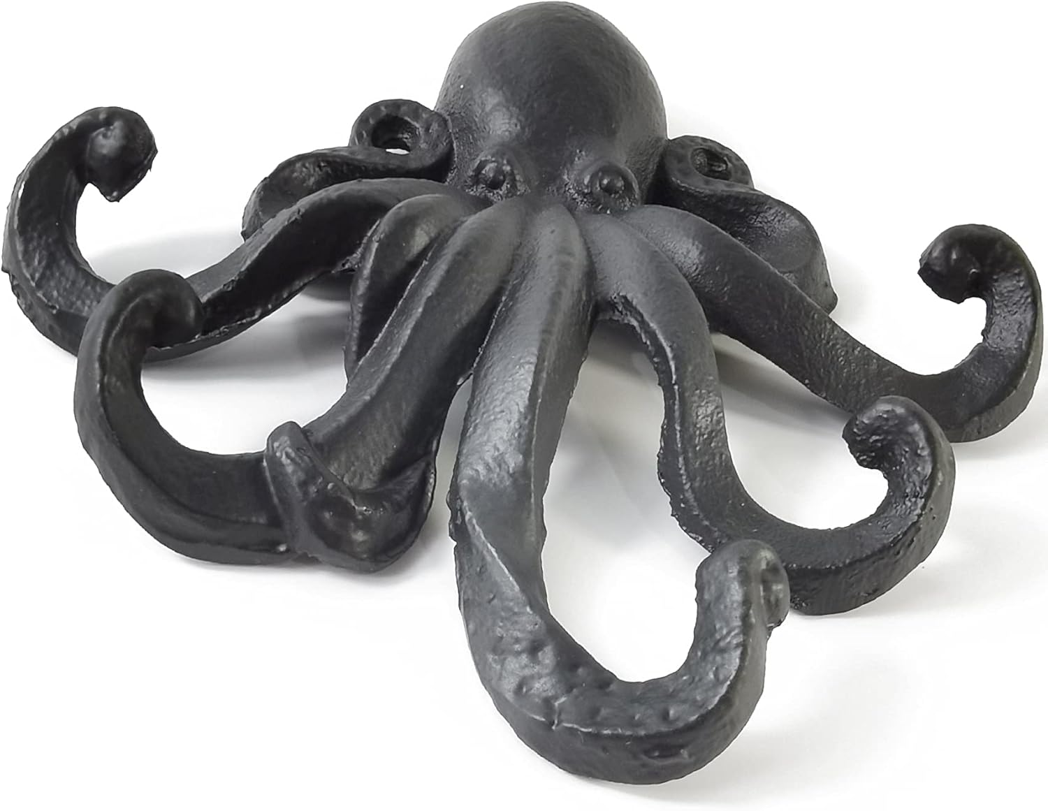 2PCS 6Inch Cast Iron Octopus Decorative Coat Hook - Wall Mounted Nautical Hand Towel Rack Holder with Screws, Rustic Metal Clothing Hanger for Bedroom/Bathroom/Kitchen/Balcony - Image 3