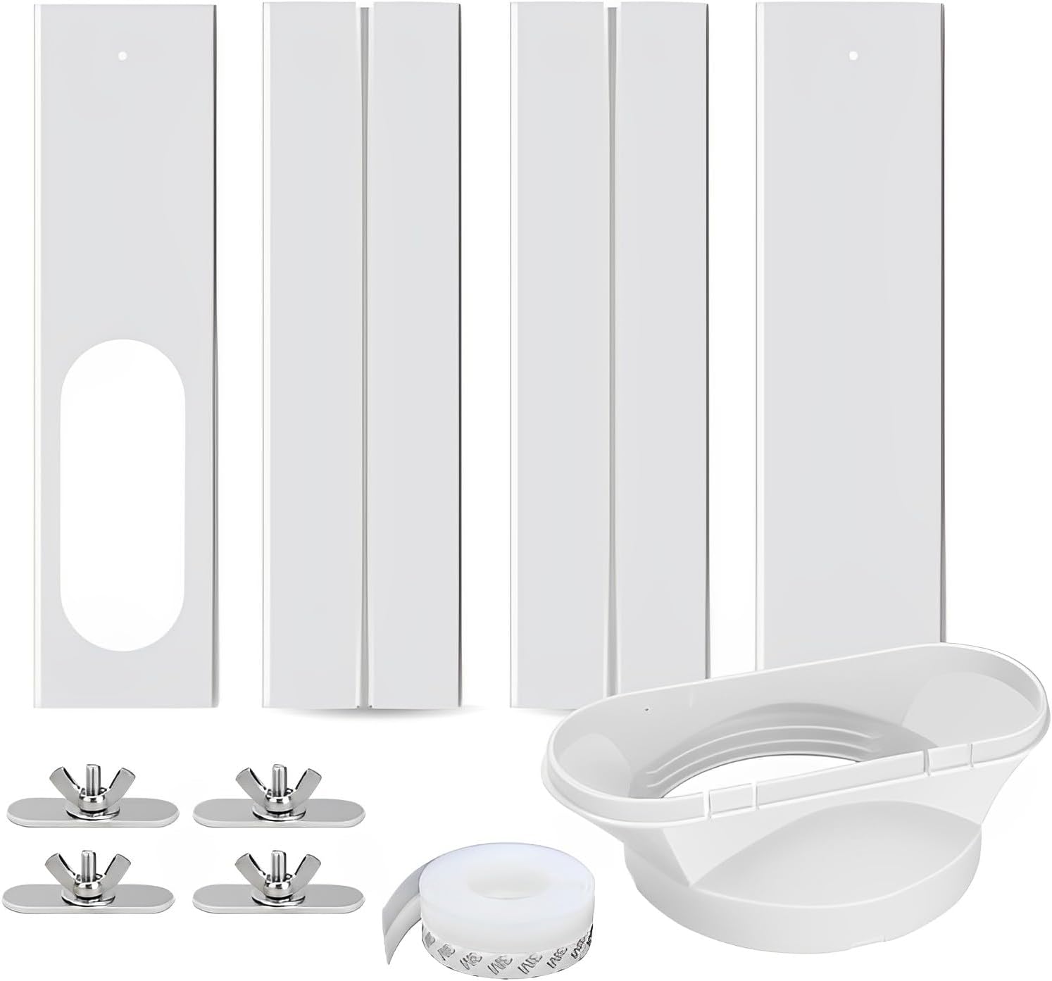 Portable Ac Window Vent Kit,Universal Portable Ac Window Kit,Adjustable Air Conditioner Window Seal with 4 Upgraded Seamless Slot Seal Platesm