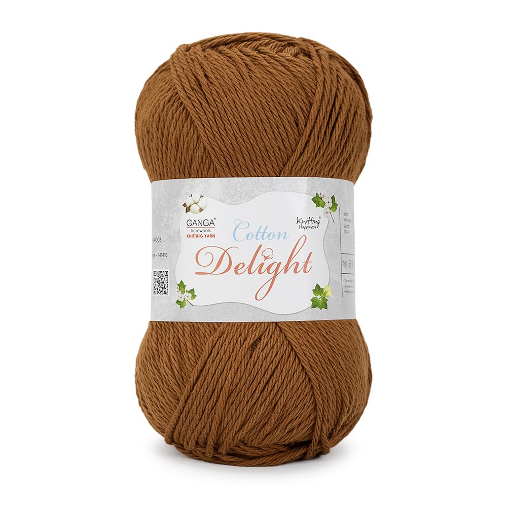 Ganga Acrowools Cotton Delight, Dk Weight Cotton Yarn, Oekotex Class L Certified, Shade No. Cod029,100 Gram,Brown (B0C8MYX82Q) Amazon Price History, Amazon Price Tracker