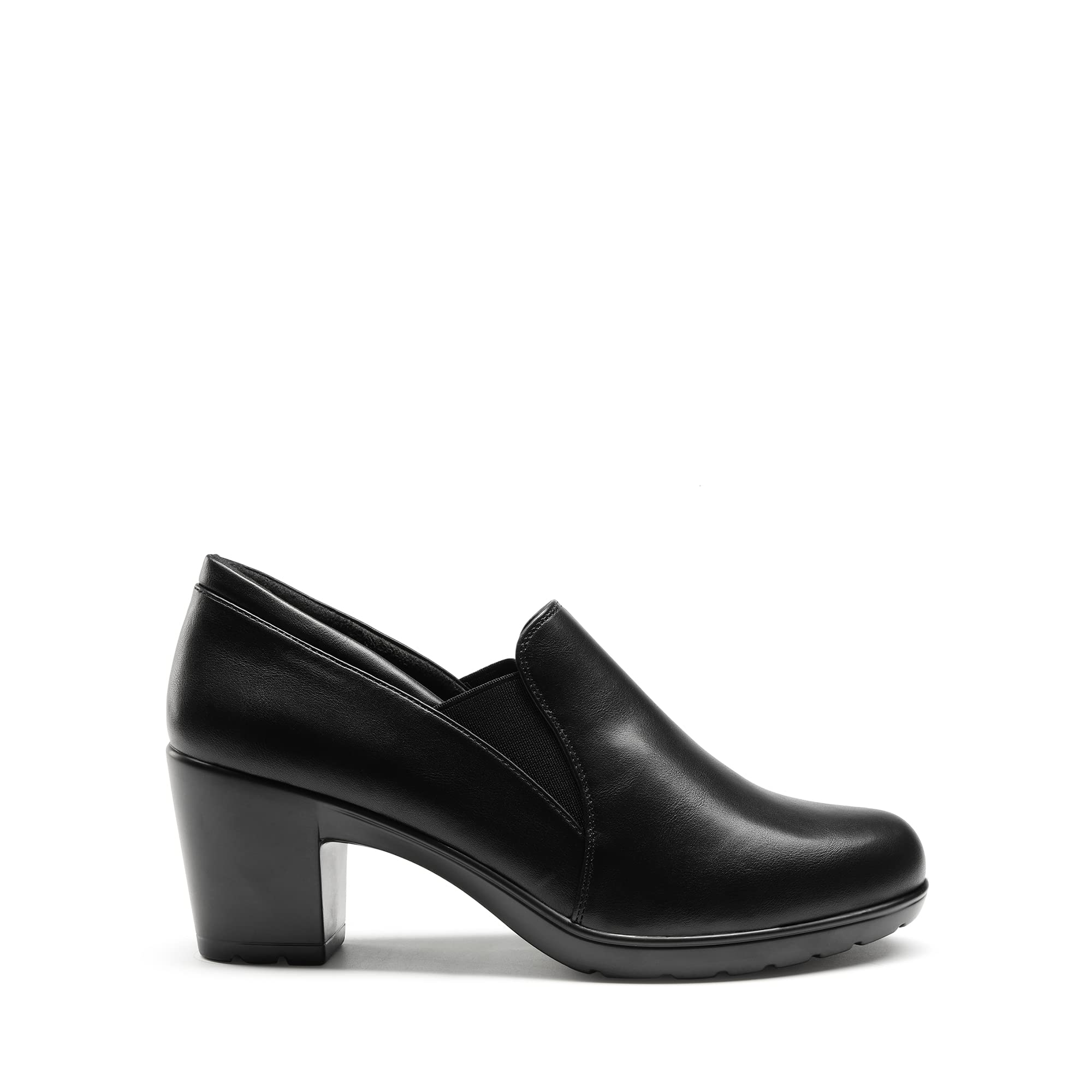 DREAM PAIRS Scarpe Tacco Largo Donna Classiche | Punta smussata, tacco 7 cm, elastico laterale, soletta in lattice, suola antiscivolo per lavoro.
