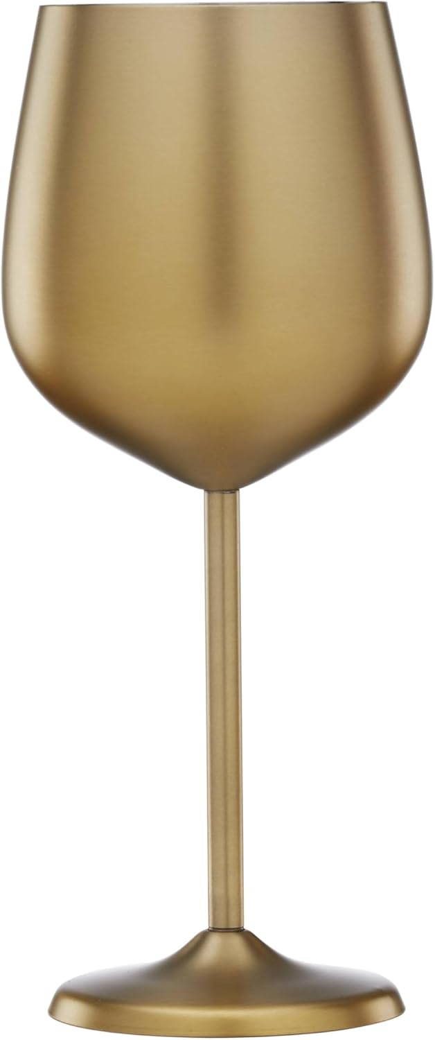 Cambridge Silversmiths 4 Piece Set of 18 oz Brushed Gold All Purpose Single Wall Wine Glasses