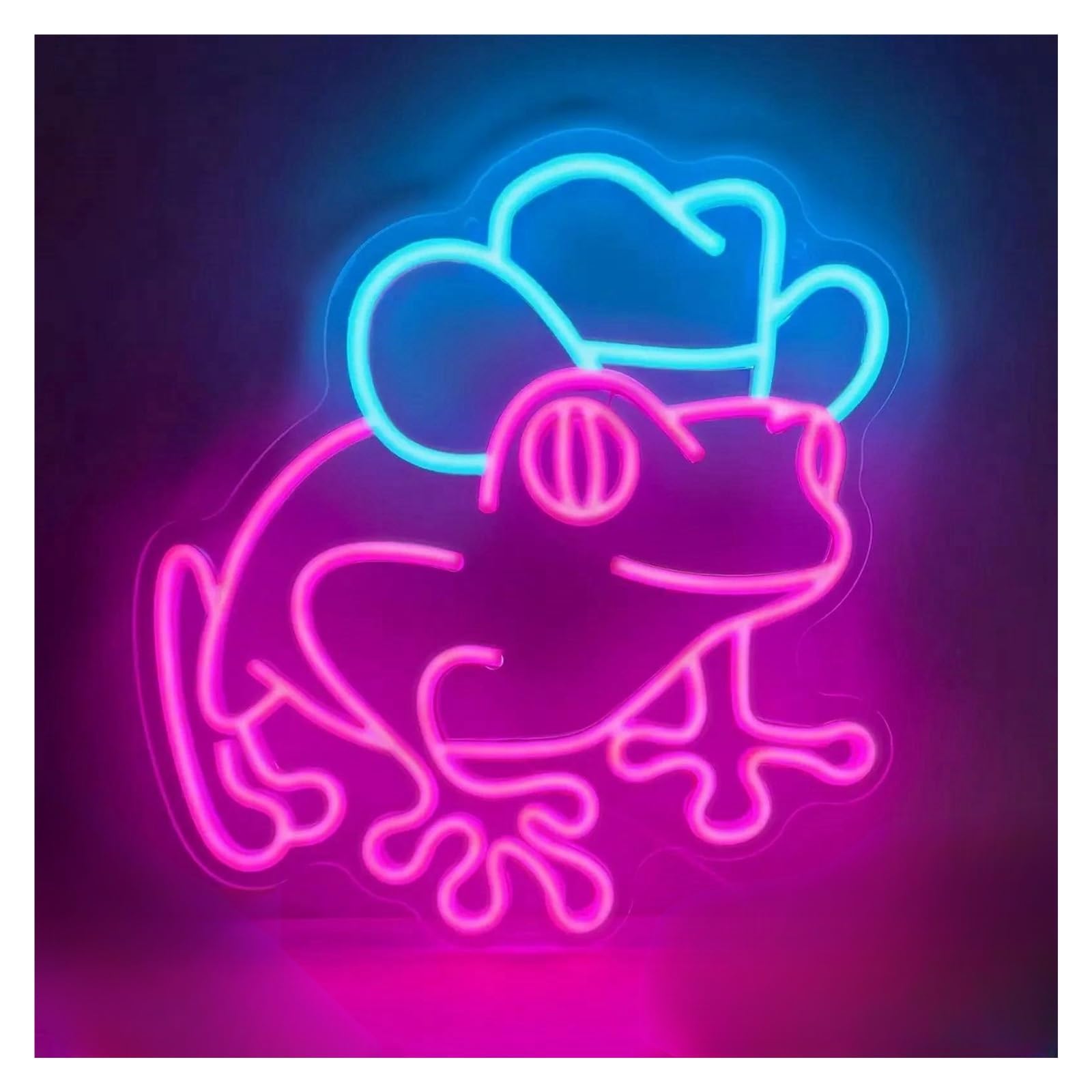 LEMST Signs Lamp Neon Sign for Wall Decor Frog with Cowboy Hat Light for Kids Room Man Cave Bar Store Home Party Art Decor 34cmх32cm