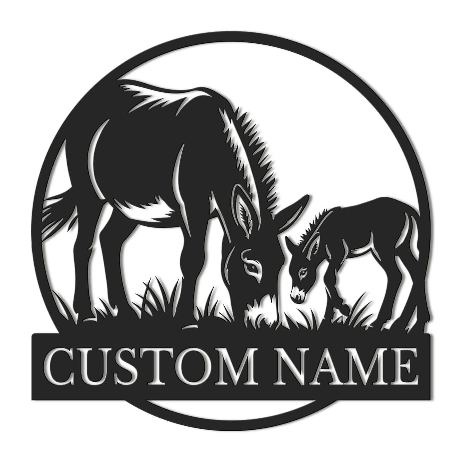 Kissesuu Style-4 Personalized Custom Donkey Metal Sign Decoration,Custom Donkey Metal Wall Art Name Sign, Farm Sign Personalized, Farmhouse Wall Art (Style-4)