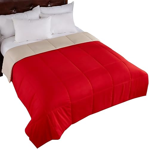 Miniatura 9 de Edredón acolchado ligero reversible alternativo, hipoalergénico, piel de melocotón, caja cosida, tamaño FullQueen, marrón