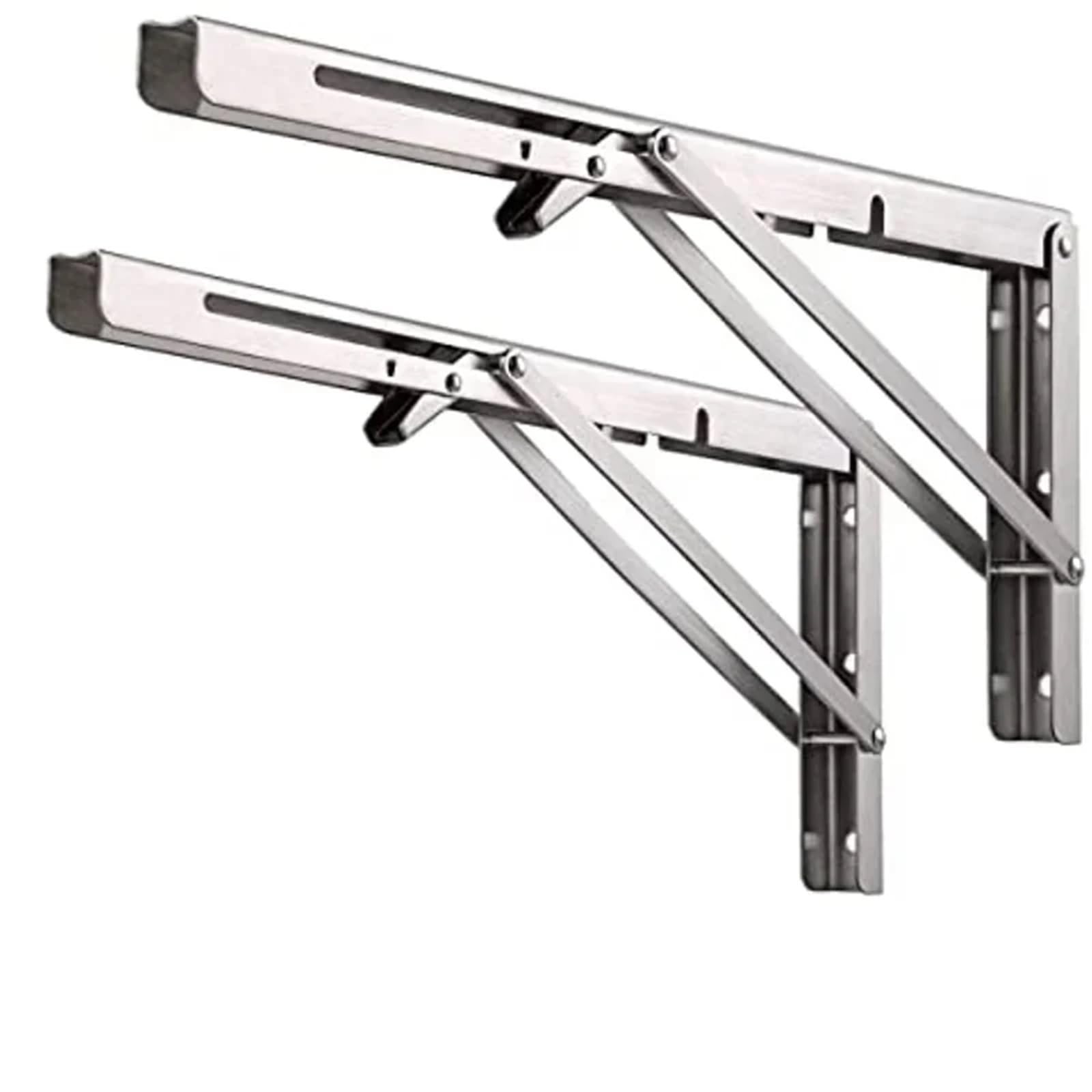 Linypa66 18 Inches-1Pcs Folding Shelf Brackets Folding Shelf Bracket Stainless Steel Collapsible Brackets Wall Mounted Table Hinge For Kitchen Bedroom Work Bench(18 Inches-1Pcs)
