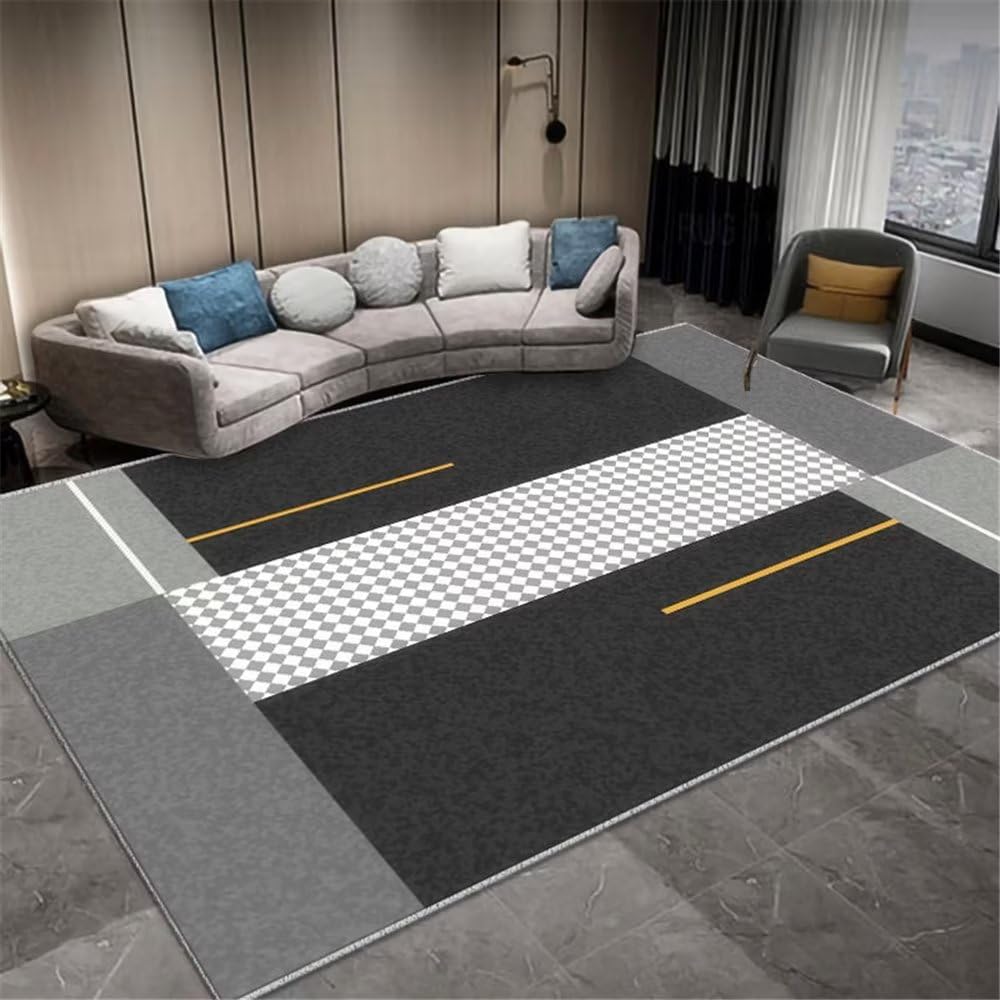 Tapis durable rug noir géométrique 40x60 réconfortant pour chambre fille