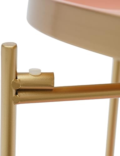 Miniatura 8 de Mesa auxiliar de 2 niveles, mesa auxiliar redonda de metal con bandeja extraíble, pequeña mesa plegable para dormitorio, balcón, patio, sala de