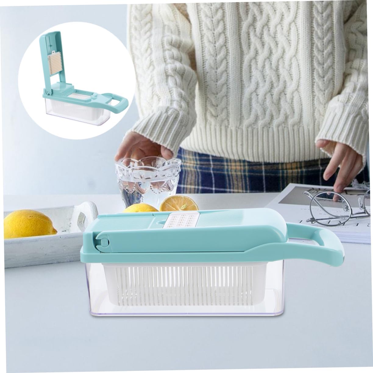 IMIKEYA Multi-functional Vegetable Chopper and Slicer with Egg White Separator Versatile Grater and Shredder Anti-skid Base for Safe and Easy Use for Prep