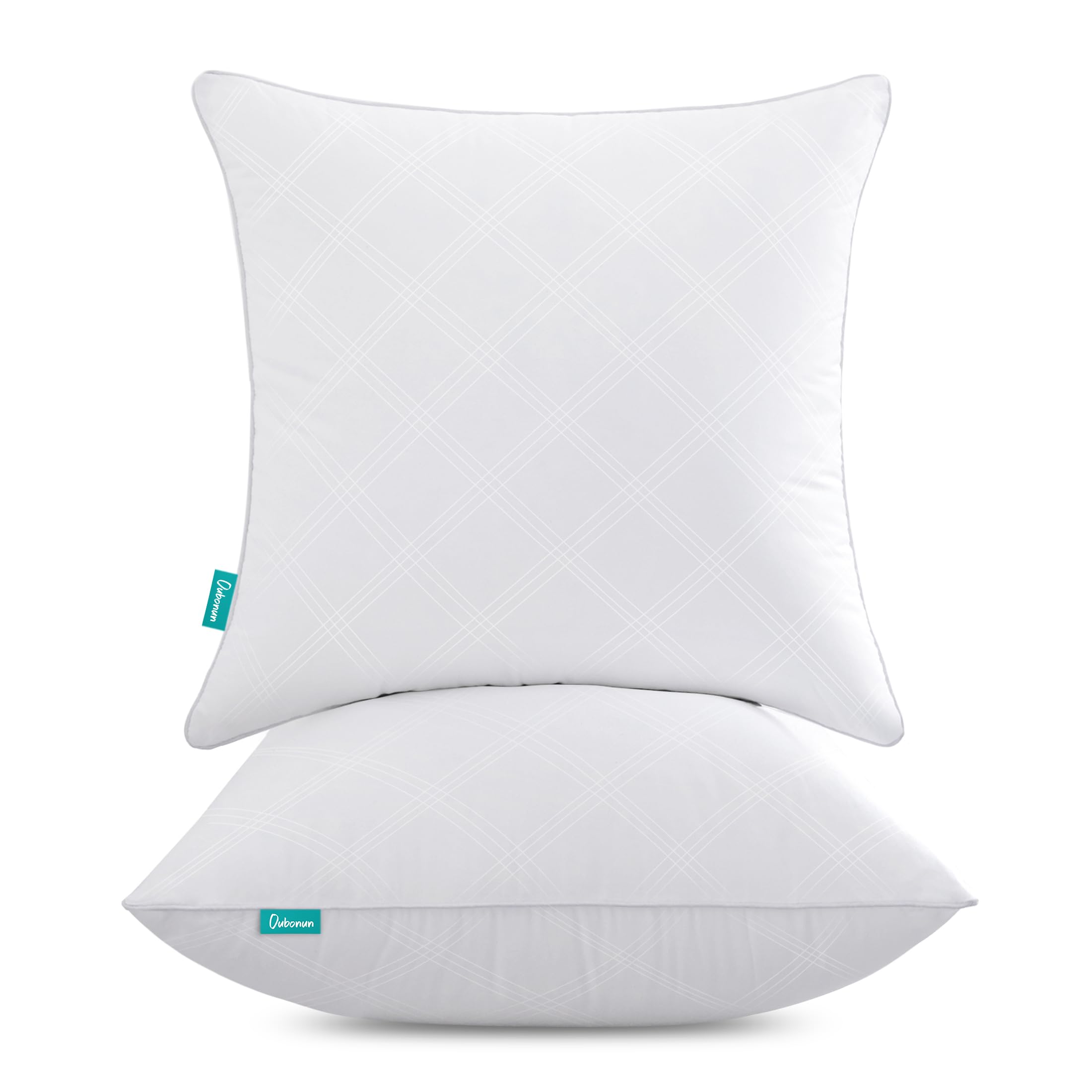 Oubonun Cushion Inserts 40cm x 40cm (16" x 16" Inch) 2 Pack Hollowfibre Cushion Pads Full and Supportive Zip Adjustable Filling Machine Washable for Sofa Bed Chair-White Decorative Cushions — image 1
