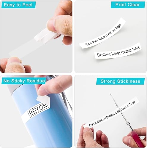 Miniatura 4 de BEYONDTEK TZ - Cinta adhesiva de 0.94 pulgadas, laminada, color blanco, compatible con cintas Brother P-Touch TZe-251 TZe251 TZ-251 TZ251 TZ251 para